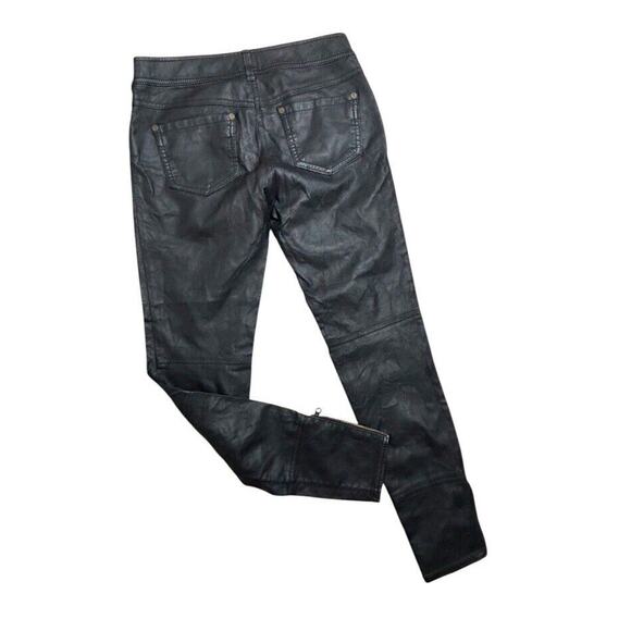 Free People Moto Pants Faux Leather Biker Womens Size 2 Ankle Zip Stretch Skinny - Picture 2 of 8
